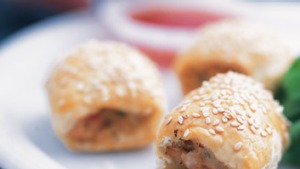 Thai chicken sausage rolls.