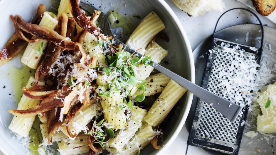 罗马风格的面食：Rigatoni Alla Gricia。