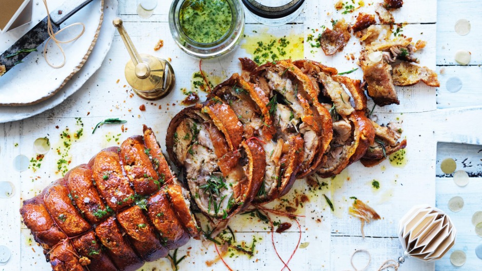 Ben Milgate和Elvis Abrahanowicz的圣诞节核心：Porchetta，配有Chimichurri（顶部）。