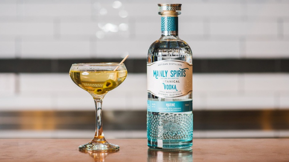 用manly spirits伏特加制作的马蒂尼鸡尾酒。