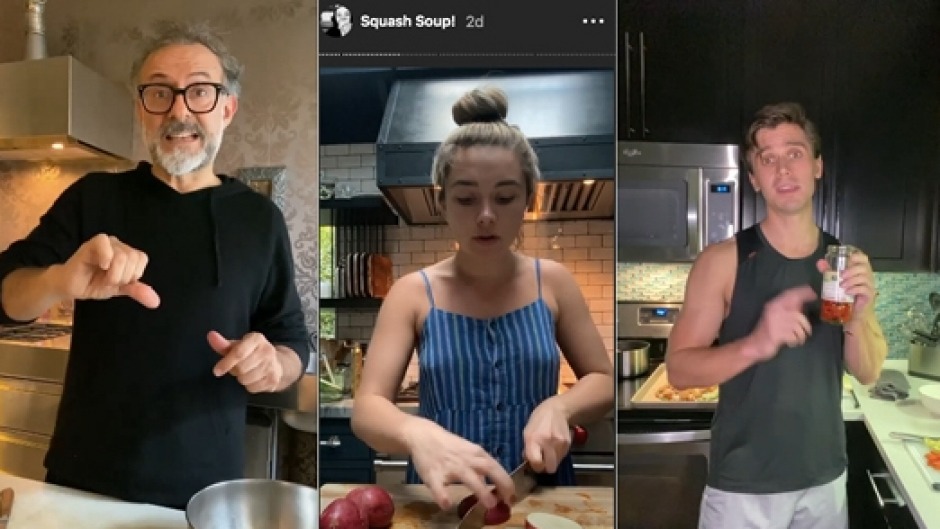 Massimo Bottura，Florence Pugh和Antoni Porowski正在instagram上与世界分享烹饪提示。