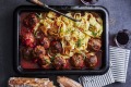 Beef, ricotta and rosemary meatball tray bake.